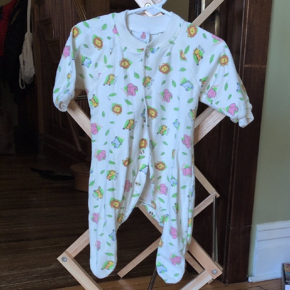 0-3 month jungle animal print pajamas